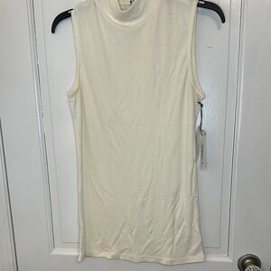 Three‎ Dots Off White Ribbed Turtleneck Tank size L NWT